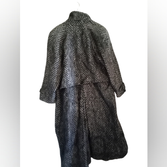 RARE VTG Paul Levy Herringbone Wool,Silk & Mohair Long Line Tent Coat - Size: 10 - Picture 4 of 10